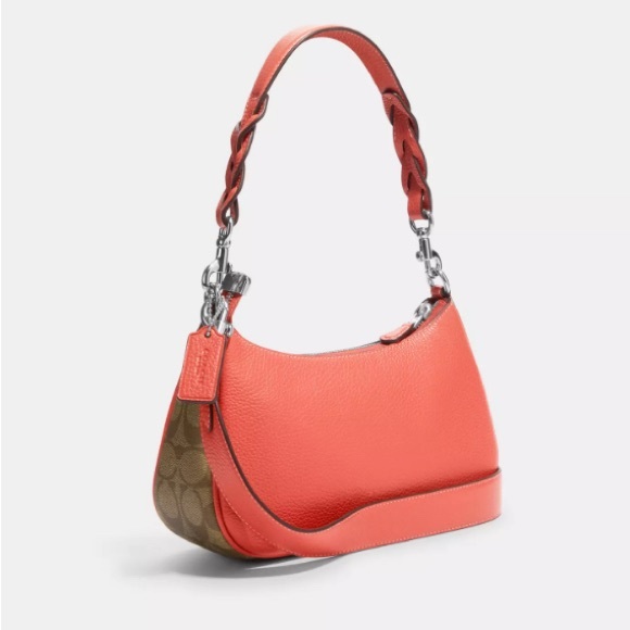 🆕 COACH Teri Shoulder/Crossbody in Silver/Khaki/Tangerine HOT ITEM! - Picture 5 of 16